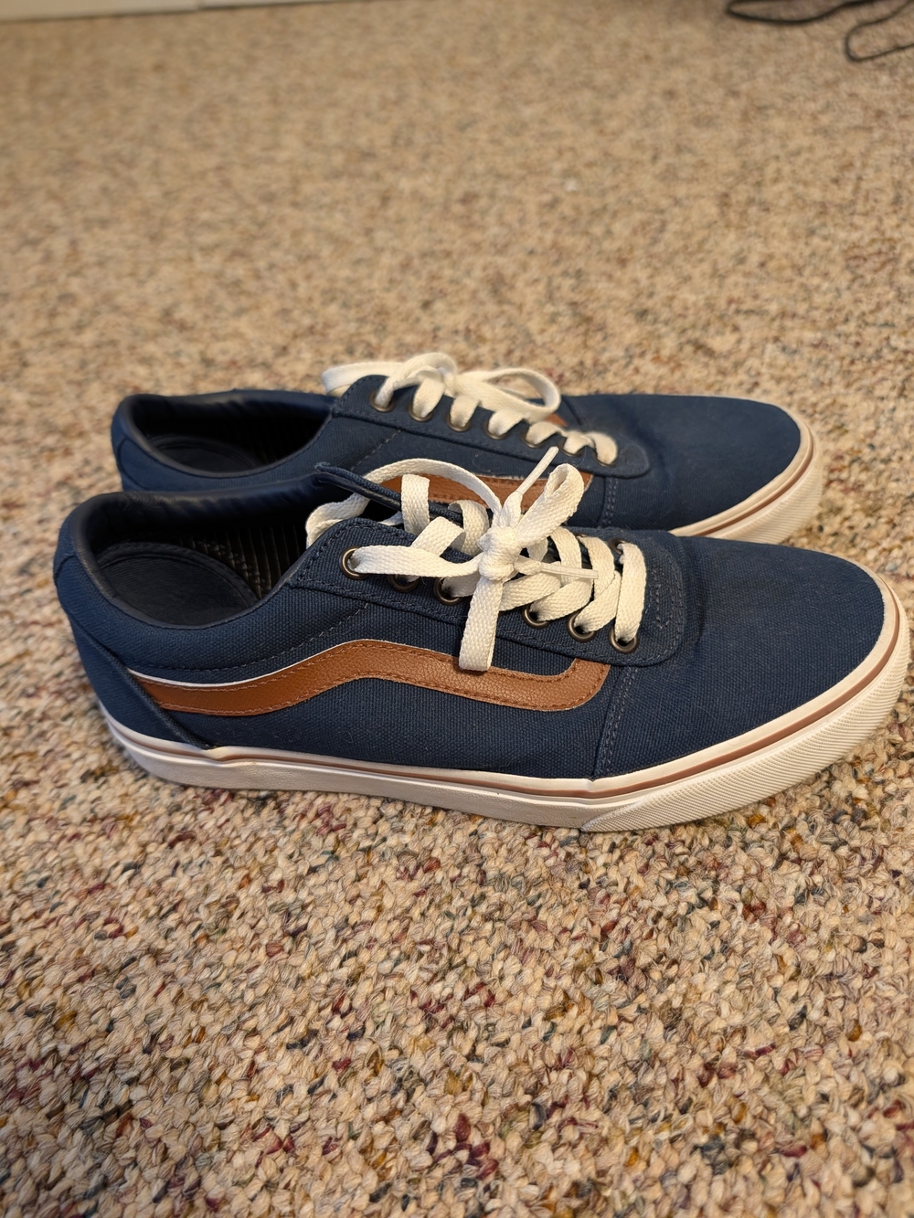Men's Navy Vans Sneakers with Tan Accent